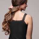 Hicarer 6 Pieces Lace Camisole Tank Tops Lace Trim Camisole Straps Womens Cami Undershirt Ribbed Tank Tops for Women (XXL)