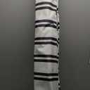 6FT Stripe Fringe Beach Umbrella for Sand with Sand Anchor, UPF 50+ Sun Shade with Tassels, Adjustable Tilt Pole, Portable Coastal Umbrella for Beach & Pool, Heritage Black Stripe