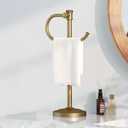 BESy 17 Inch Antique Brass Stand Towel Bar Hanger Hand Towel Bar Bathroom Vanity Countertop Towel Holder Free Standing Stainless Steel Towel Ring Hardware Accessories Towel Rack