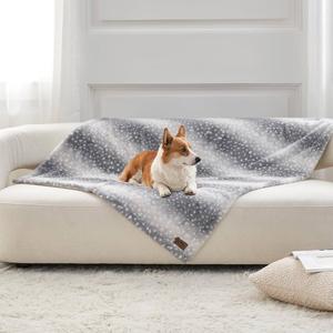 COZY KISS Waterproof Pet Blanket, Soft Faux Fur Dog Blanket for Sofa Bed Couch, Liquid Pee Proof Throw for Large Dog or Cat, Reversible Washable Plush, Double Sided, 40x60 in, Grey Deer Print