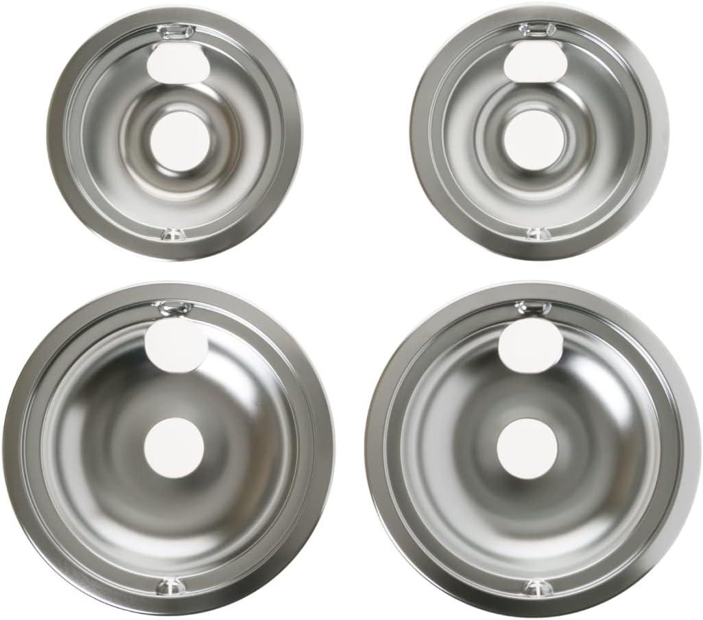 GE GE68C Genuine OEM 6" and 8" Drip Pan Kit (Chrome) for GE Electric Range or Stoves