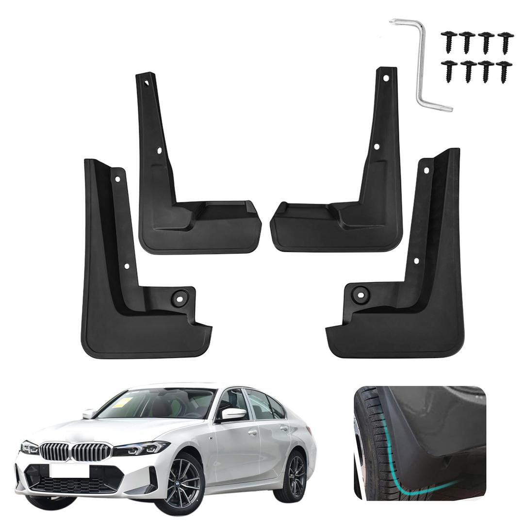 Custom Fit for Mud Flaps 2019-2024 BMW 3-Series 330i / 330i xDrive / M340i / M340i xDrive Mud Splash Guard Front and Rear 4-PC Set