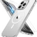 Miracase Magnetic for iPhone 15 Pro Max Case 6.7 inch (Compatible with MagSafe)with 2X Screen Protectors Military-Grade Protection, Anti-Fingerprint Translucent Matte Phone Cover, Clear