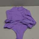 PUMIEY Women's Long Sleeve Bodysuit Mock Turtle Neck Body Suits Going Out Tops Sharp Collection (Medium, Lilac)