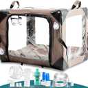 Pet Oxygen Cage for Cats and Dogs to Obtain Oxygen/Nebulizing Care, Tube Kit and Mat Included (Small - 21x16x16 Inch)