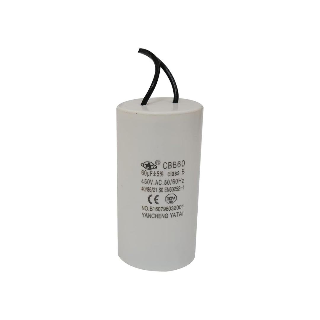CBB60 Operating Capacitor 60uF 450V AC 2-Wire 50/60Hz Cylinder 50x95mm, Used for Motor Blower air Compressor and air Conditioner Compressor Replacement Part.