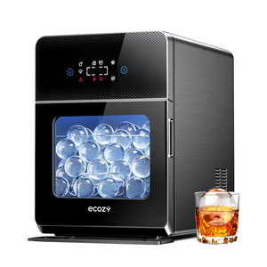 ecozy 2" Clear Ice Ball Maker with CrystalFlux Technology, 4 pcs in 40 Mins, 144 pcs/Day, Sphere Ice Maker with Enhanced Insulation, Automatic Water Supply, Self-Cleaning for Whiskey & Bourbon