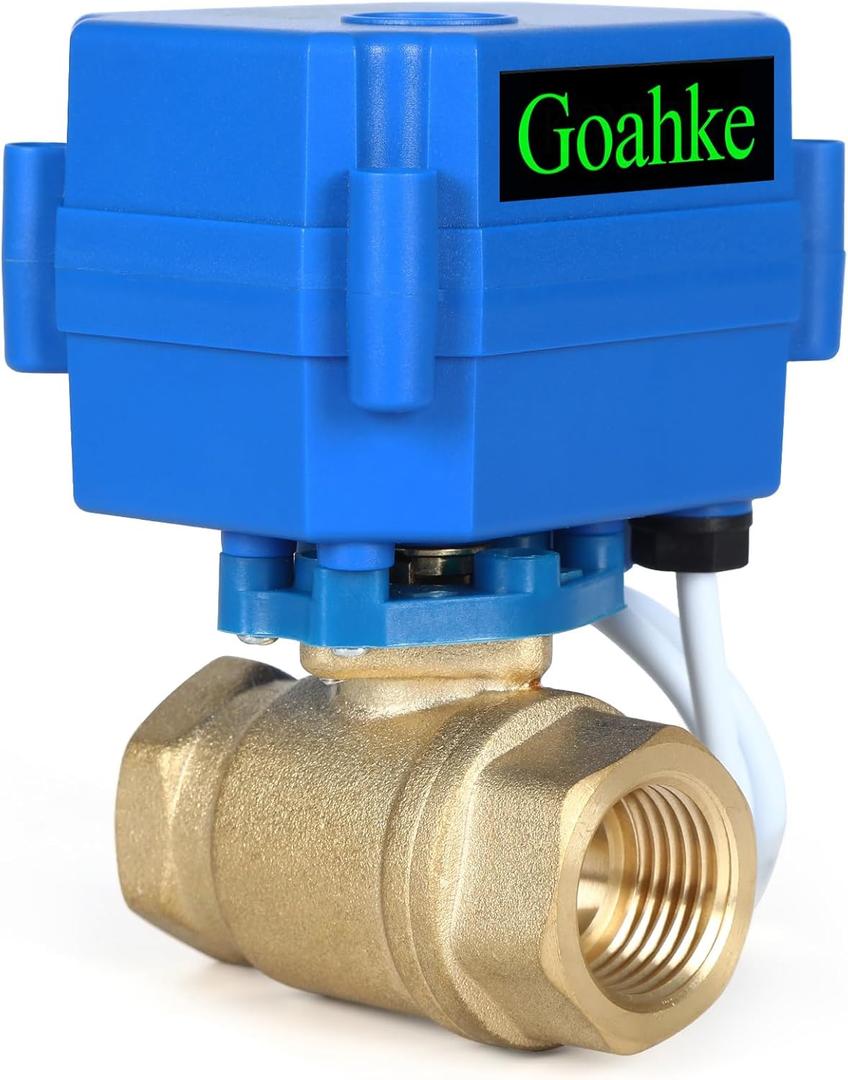 Motorized Ball Valve 3/4", Standard Port, Electric Brass Ball Valve, 9-24V AC/DC, 2 Wire Auto Return, Electric Shut Off Ball Valves