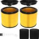 2 Pack VCFS Filters Replacement for Vacmaster 5 to 20 Gallon and Hart Shop Vacuum 5 to 17 Gallon Replace Part VCFS VWM510 VFB511B 0201 with 2 Foam Sleeve and 1 Brush