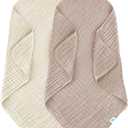 SWEET DOLPHIN Muslin Baby Bath Towels Blanket - 2 Pack 100% Cotton Towel for Babies, Infants, Toddlers - 40x40Inch - Highly Absorbent, Ivory and Brown