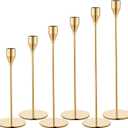 Set of 6 Gold Candle Holders for Taper Candles, Metal Gold Taper Candle Holder Decorative Candlestick Holders for Wedding, Dinning, Party, Home Decor, Fits 3/4 inch Thick Candle&Led Candles (Set of 6, France Gold)
