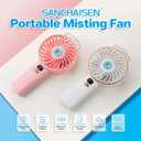 Small Portable Misting Fan Rechargeable: Powerful Hand held Usb Mister Fan 2000mAh for Women Girl Outdoor Travel