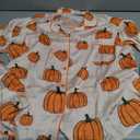 MBZJSDKHLK Women's Halloween Pajamas Set Silk Satin Ghost Pumpkin Print Long Sleeve Button Down Shirt 2 Piece Pjs Shorts Sets, L