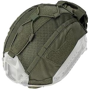IDOGEAR Tactical Helmet Cover with Battery Rear Pouch for Fast Helmet Size M/ L & L/ XL Military Paintball Hunting Shooting Gear 500D Nylon (Ranger Green, Medium)