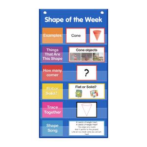 Auchq All About Shapes Pocket Chart Shapes of The Week/Day Space-Saver Focus Classroom Wall Poster-Provides Student Shapes Practice with 65 Cards Great for VPK,Preschool,Prek,Kindergarten,Grade1