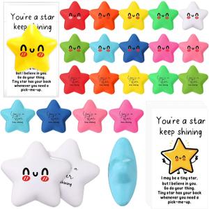 Libima 100 Pcs Inspirational Employee Appreciation Gifts You're a Star Stress Balls Bulk for Adults Positive Gift for Coworker Nurse Teacher Week Thank You Party Favor Emotional Funny Ball with Cards