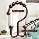 Shower Curtain Hooks Rings Bronze, Rust Proof Stainless Steel Easy Glide Shower Curtain Rings, Double Sided Shower Hooks Rings for Bathroom Shower Rods Curtains, Set of 12 Hooks - Bronze