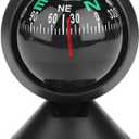 Black Adjustable Ball Night Vision Compass Boat Compass Dash Mount, Adjustable Dash Car Compass for Car Marine Boat Ship