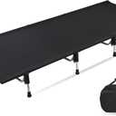 MARCHWAY Lightweight Folding Tent Camping Cot Bed with Lever Lock, Easy Setup Portable Compact for Outdoor Travel, Hunting, Hiking, Motorcycling, Support 330Lbs (Black)