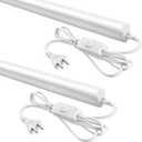 (2 Pack 4FT T5 LED Shop Light,6500K,20W,2300LM(Super Bright White) Linkable LED Integrated Fixture,Garage Ceiling and Cabinet Light,Strip Light,Corded Electric with ON/Off Switch