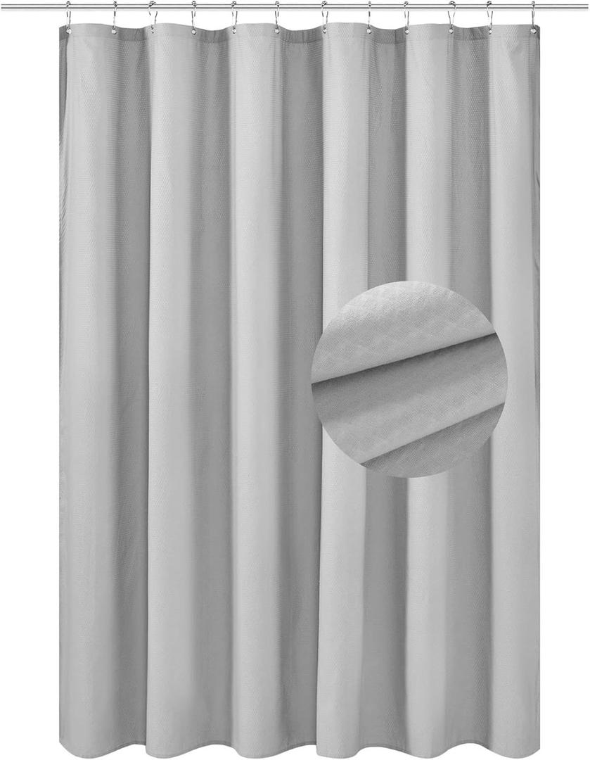Barossa Design Soft Microfiber Fabric Shower Liner or Curtain, Hotel Quality, Machine Washable, Water Repellent, Silver Grey, 70 x 72 inches