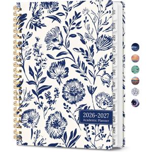 ZOTIA Planner 2026-2027 Weekly & Monthly Calendar Planner Jul 2026-Jun 2027 | Blue Filigree, 6.3" x 8.5", Cute Hardcover Student Teacher Planning Agenda Book with Tabs, Perfect for Office School Supplies