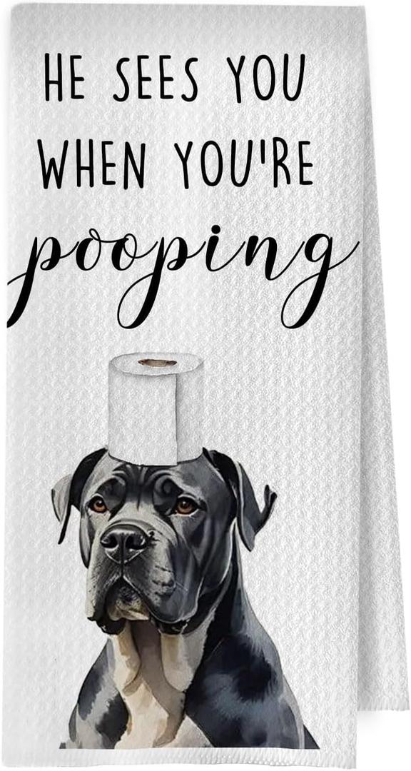 Cane Corso Hand Towels, Funny Cane Corso Gifts, Dog Mom Dad Waffle Weave Gifts Decorative Hand Towels for Bathroom Washroom, Pet Lover Gift, 16x24 Inch