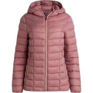 Reebok Womens Puffer Jacket - Lightweight Quilted Snow Glacier Shield Zip Up Bubble Winter Coat for Women with Hood & Pockets (Medium, Dusty Rose)