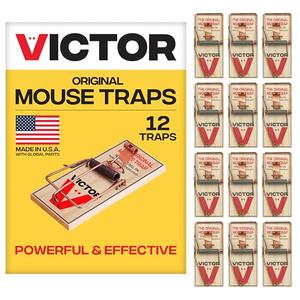 Victor Mouse Traps M150-12, Metal Pedal, Sustainably Sourced FSC Wood, Wooden Mouse Traps - Pack of 10