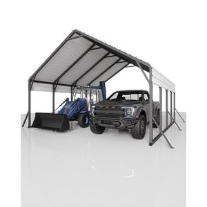 Garveelife 20'x20'x13' Metal Carport for 2 Cars, Heavy Duty Car Ports for Heavy Snow, Reinforced Frame, Tall Metal Car Ports for Bass Boats, Full-Sized Pickup Trucks, and Tractors, N.W. 800 Lbs (20x20 FT Regular Roof)