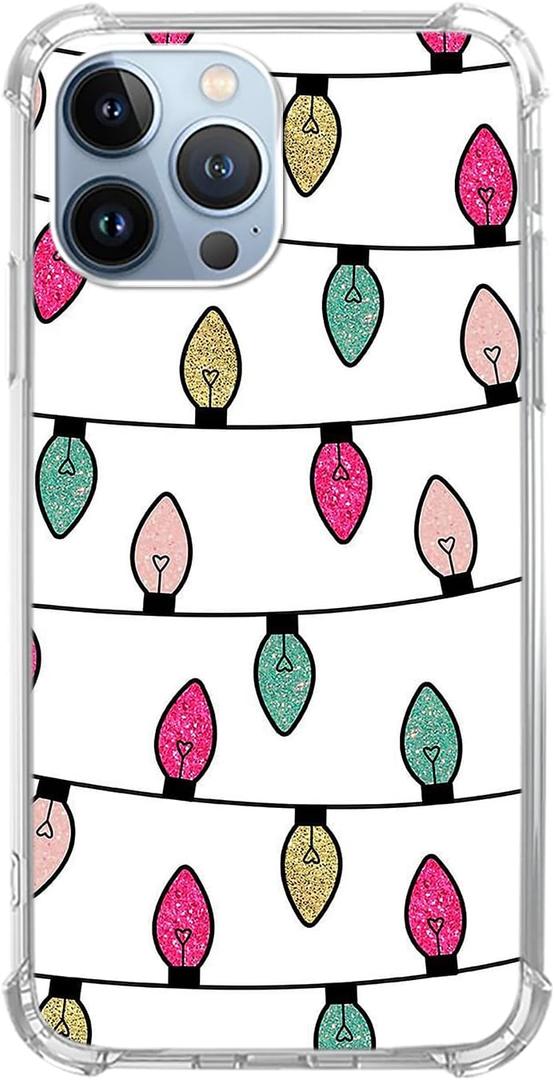 Christmas Lights Case Compatible with iPhone 13 Pro Max, Christmas Holiday Case for iPhone 13 Pro Max, Cool Cute TPU Bumper Phone Case Cover
