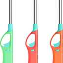 Refillable Butane Lighters, Larger BBQ Grill Click Flame Long Stem Lighter Adjustable Soft Flame Multipurpose Lighters(No Butane Fuel Inside) - Pack of 3