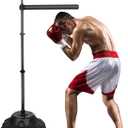 Boxing Training Kit - Punching Bag Spinning Bar, Reflex Ball & 360Rotating Rod Free Standing Design Adjustable Height for Adults Black White