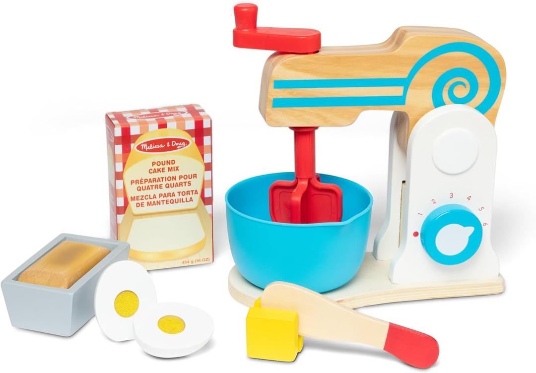 Melissa & Doug Make-a-Cake, 10-Piece Wooden Mixer Set with Play Food & Play Kitchen Accessories, Preschool Toys for Girls & Boys Ages 3+ - FSC Certified Melissa & Doug Make-a-Cake, 10-Piece Wooden Mixer Set with Play Food & Play Kitchen Accessories, Preschool Toys for Girls & Boys Ages 3+ - FSC Certified