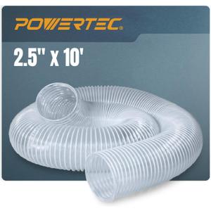 POWERTEC 2-1/2" x 10' Dust Collection Hose, Flexible PVC Dust Collector Hose for Table Saw, Band Saw, Router Table, Belt Sander, Woodworking & Garage, Wood Shop Dust Collection System (70129)