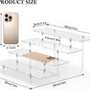 Acrylic Display Riser Stand Shelf Clear 4 Tier Cupcake Stand Perfume Display Holder Figures Desktop Decoration and Organizer Showcase Toys Retail Display Rack Candy Dessert Buffet 4 Step Collection (1 PACK)