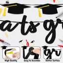 5 x Graduation Decorations Banner, Graduation Decorations 2025, Black Glitter Congrats Grad Banner, Class of 2025 Grad Garland for College High School Grad Party Supplies Decor
