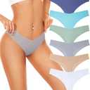LMELMD Seamless Underwear Women Pack No Show Thongs For Women Ladies Sexy Panties Underwear Breathable Comfortable 6 Packs Blue S, Set of 2