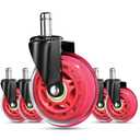 RidRed Gaming Chair Wheels - Heavy-Duty Office Chair Wheels - Replacement Rubber Casters- Universal Fit 3 Inch Chair Casters, Noise Free, Fits 98% Chair, for All Floor (Red)