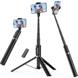 SYNCWIRE 55" Selfie Stick Phone Tripod for iPhone, All-in-one Extendable Aluminum Selfie Stick with Remote, Travel Tripod for iPhone 17/16/15/14/13/12 Series and More Smartphones (Black)
