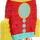 BLUE PANDA Rocket Ship Pull String Pinata for Space Birthday Decorations, Party Supplies & Outer Space Party Decor - 16.5 x 12.5 x 3 In, Red