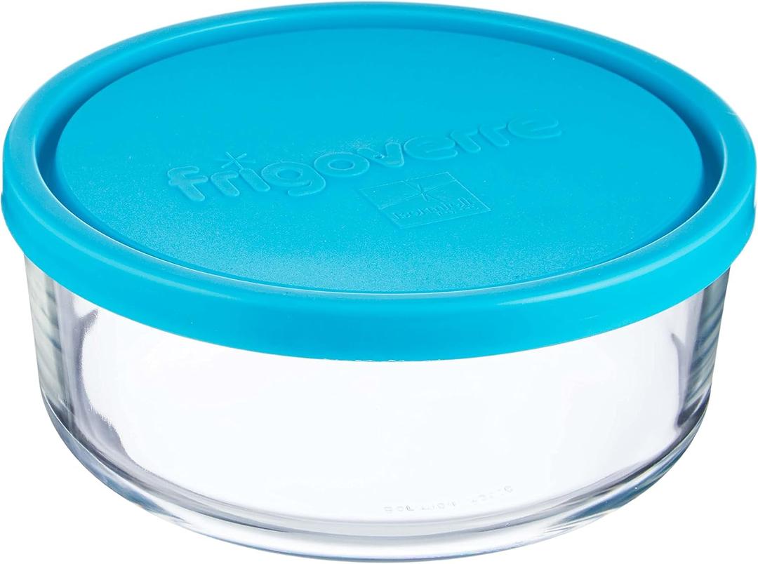 Bormioli Rocco Frigoverre Classic Glass 25.25 Ounce Round Container with Teal Lid Bormioli Rocco Frigoverre Classic Glass 25.25 Ounce Round Container with Teal Lid