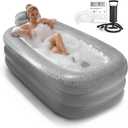 Inflatable Bathtub Adults - Blow Up Bathtub Adult for Indoor Shower Use, Portable Bathtub Adult62.2x37.4x17.72in, Light Grey