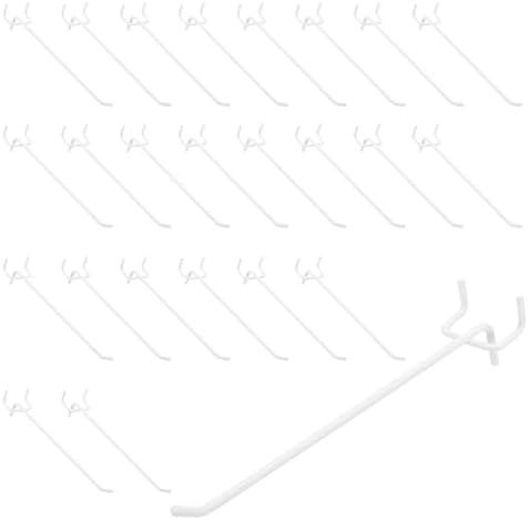 uxcell 50 Pcs Heavy Duty Pegboard Hooks, 6-inch Shelving Hooks for 1/4" Pegboard, Pegboard Display Hook Holder Organizer for Garage, Office, and Kitchen, White 