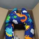 Travel Pillow Car Cushion for Kids 6 Years Old+ Shoulder Neck Back Support & Seat Belt Comfort, Road Trip Cozy Sleeping Gift for Young Travelers, Parents, Families, Baby Shower (Dinosaur Blue)