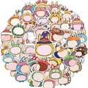 100pcs Cartoon Name Tags for Classroom Bulk, Daycare Kids Nameplate Tags, Cute Monster Stickers, DIY Cute Face Sticker, Water Bottle Name Labels for School Home Office Party, Pack of 3