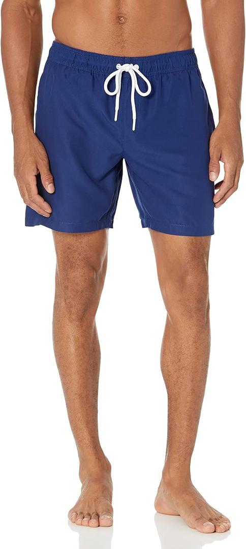 Amazon Essentials Men's 7" Quick-Dry Swim Trunk (Large, Navy)