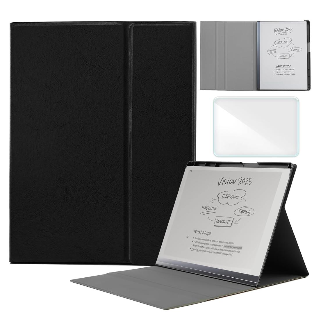 Case for Remarkable 2 Tablet, Multiple Angle, Stylus Holder, Includes a Screen Protector, Lightweight Protective Cover for Remarkable 2 Paper Tablet 10.3 Inch(2020 Released).Black (One Size)