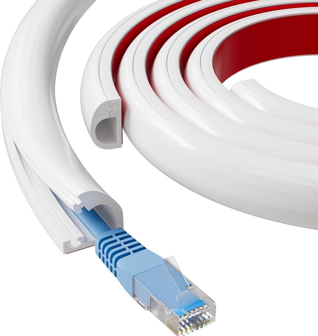 118" Side Buckle Cable Hider for 1 Cords,Extension Cord Covers for Wires On Wall,Adhesive Cord Hider for Wall Mount Tv, Wire Channel for Cable Concealer,Cable Raceway Home & Office,White