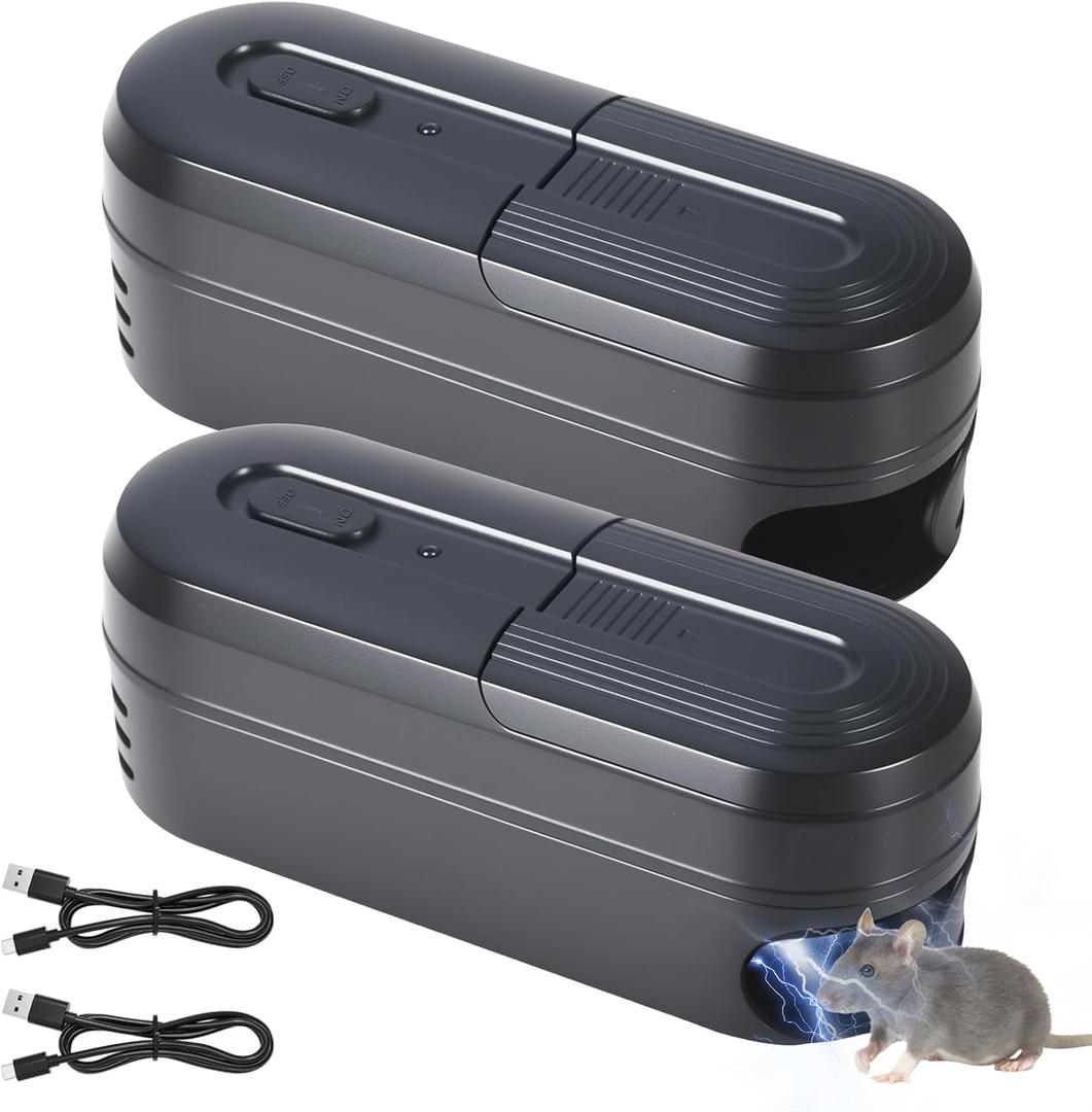 Upgraded Electric Mice Traps Mouse Trap Zapper, No-Touch Electric Rat Trap Shock Indoor for Home with High Voltage, Reusable Electronic Mouse Rodent Traps for Attic, Apartment, Garage(2Pack)